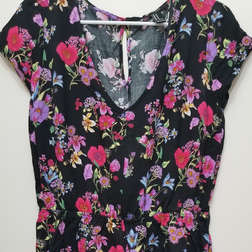 Black floral romper